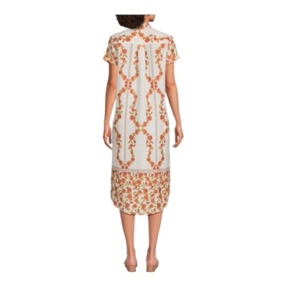 Saks Fifth Avenue 100% Linen Floral Midi Shirtdress